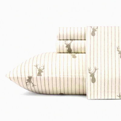 Soft Flannel Deer Lodge Queen Sheets - Cozy Cotton Bedding Set for a Warm and Inviting Home Decor Experience