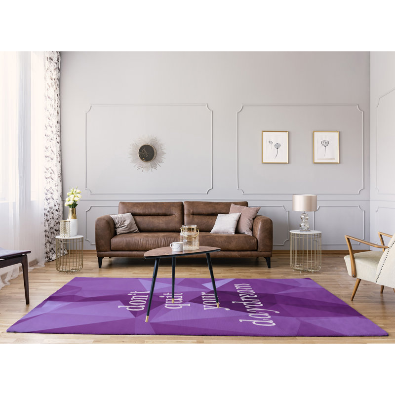 Faux gemme ne quitte pas votre daydream citation en poly-chenille, Rectangle 9 pi x 12 pi