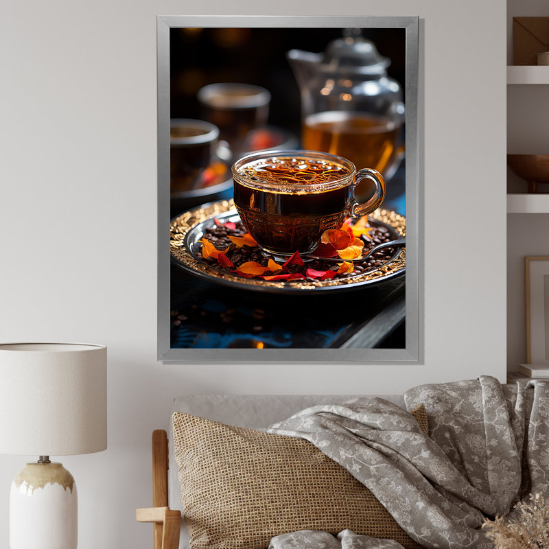 Aroma Cuban Coffee Harmony III - impression, H 20 po x l 12 po x P 1 po, Cadre simple argenté