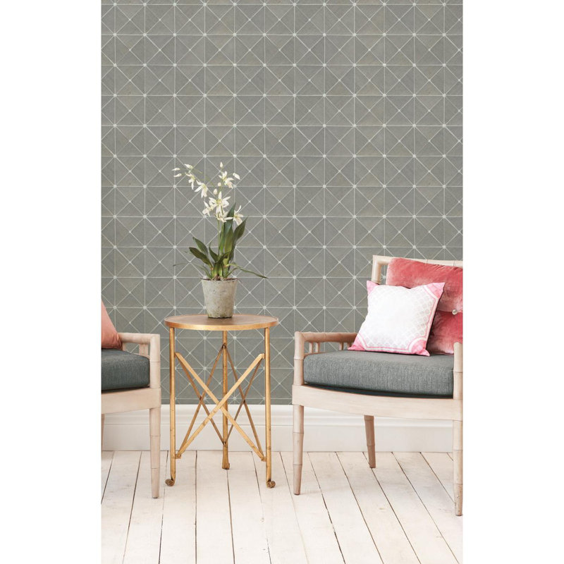 Rouleau de papier peint à motif de sisal diamant L 27 pi x l 27 po Dazzling Dimensions, Gris / argent