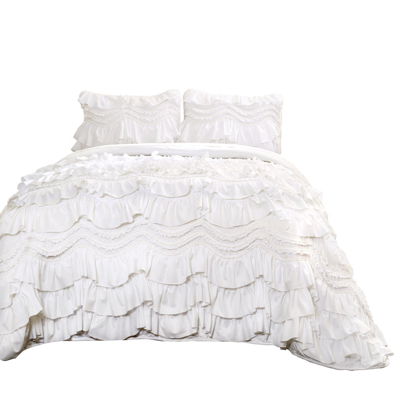 Ensemble de courtepointe réversible en microfibre Kemmy, Courtepointe pour lit simple + 1 taie décorative, Blanc