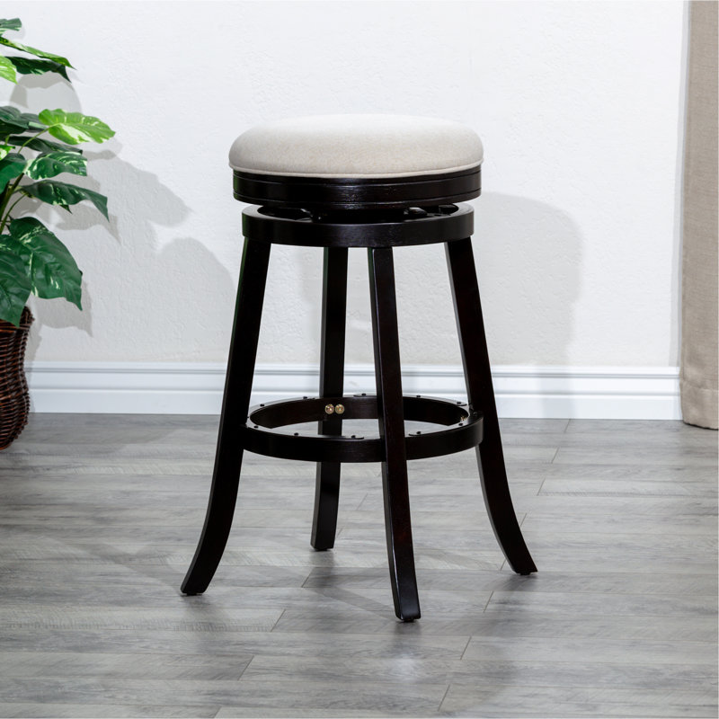 Tabouret 30 ", finition espresso, siège en tissu beige