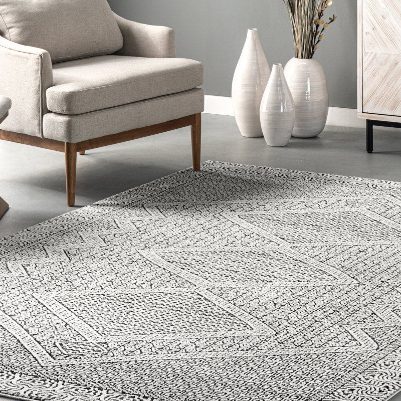 Zayan Moroccan Power Loom Performance Light Gray Rug, Round 6'