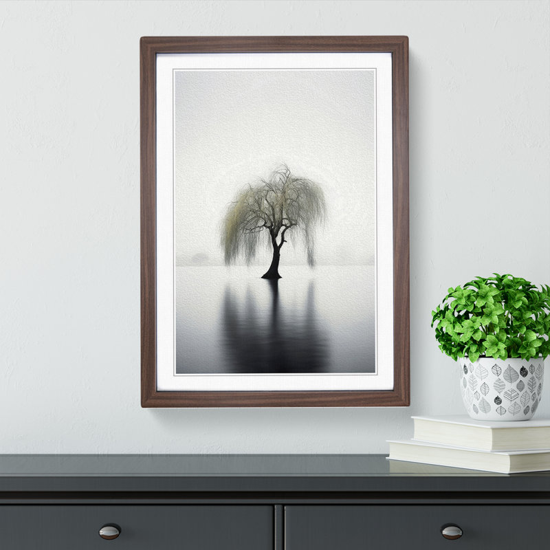 Weeping Willow Minimalism - Framed Print, 34cm H x 25cm W, Walnut Framed