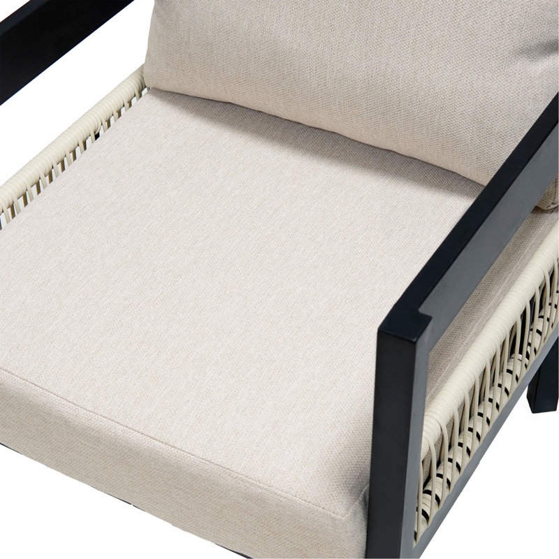 Multi-Person Outdoor Iron Sofa Set With A Table, Rattan Decoration, Waterproof, Rust-Proof, Suitable For Garden, Lawn Use