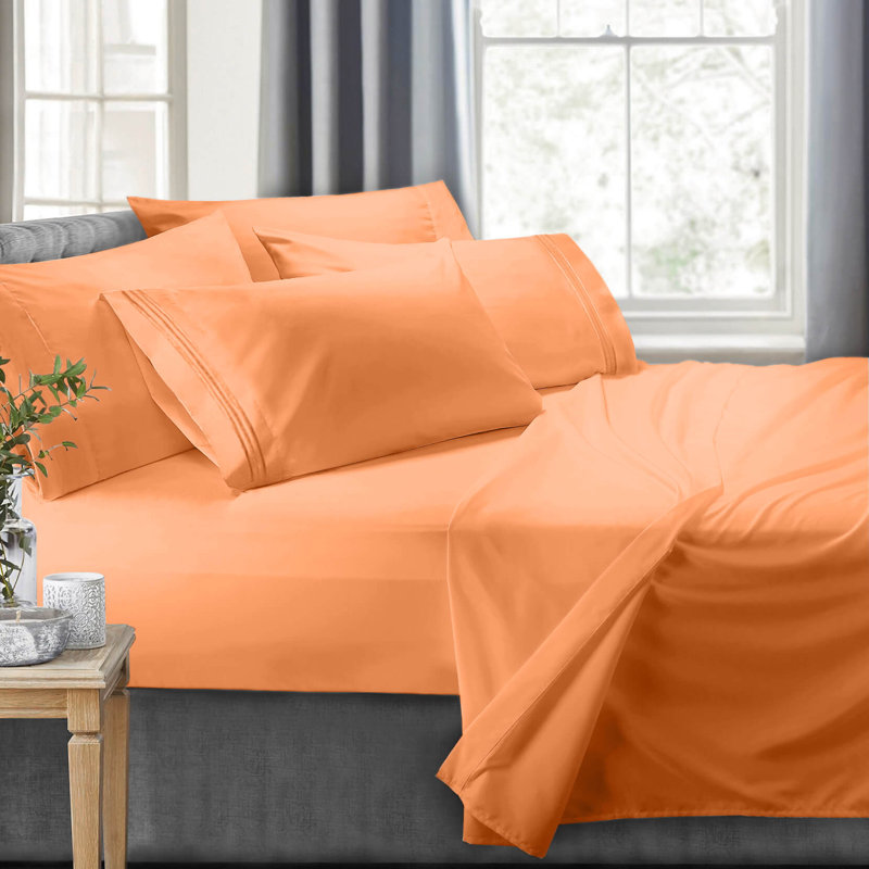 RV/Short Queen Microfiber Sheet Set, Apricot Orange
