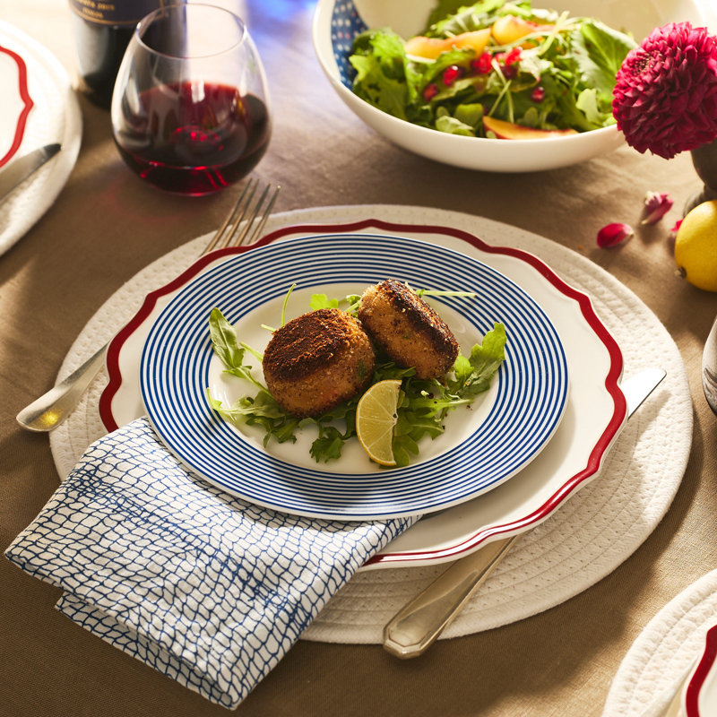 Stella Scalloped Crimson Porcelain Dinner Plate