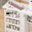Folding Sewing Table Mobile Sewing Machine Cabinet with Shelf White