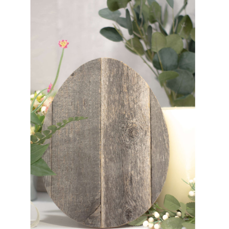 Grand œuf en bois Crumity, Gris patiné