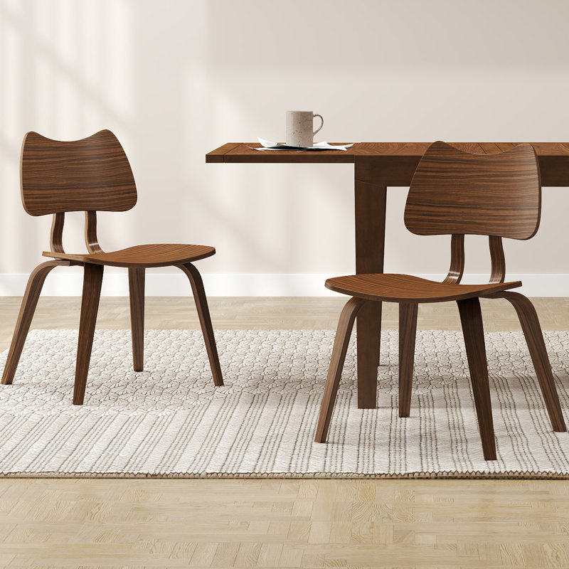 Modern Dining Chairs With Backrest, With Solid Wood Frame, For Dining Room/Living Room, Espresso Wood