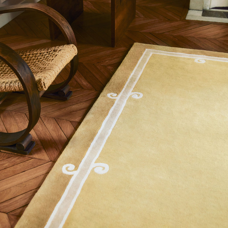 Syracuse Hand Tufted Wool Area Rug in Yellow, Rectangle 6'5" x 9'8"