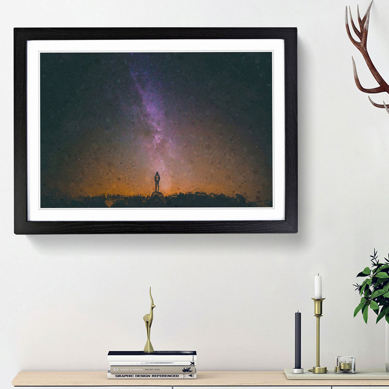 Milky Way Dreams - Picture Frame Graphic Art Print, 27cm H x 36cm W x 2cm D, Black Framed