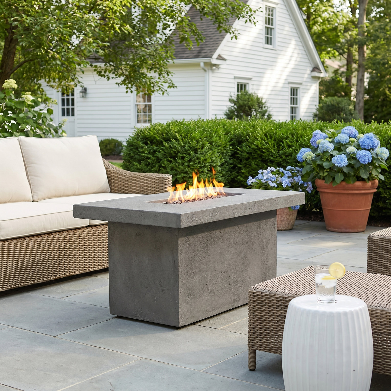 Ventura Rectangle Fire Pit Table, Gray