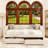 Queen Sofa Bed With 2-Drawer Trundle, Upholstered In Linen With Vertical Stripes-364144696