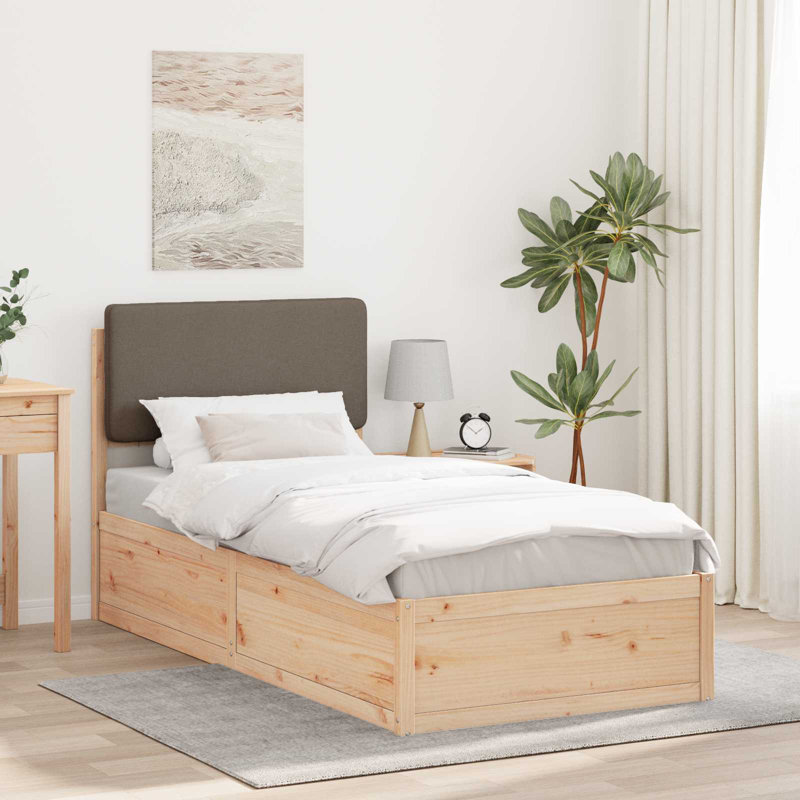 Solid Wood Bed Frame, 80 x 190cm, Taupe