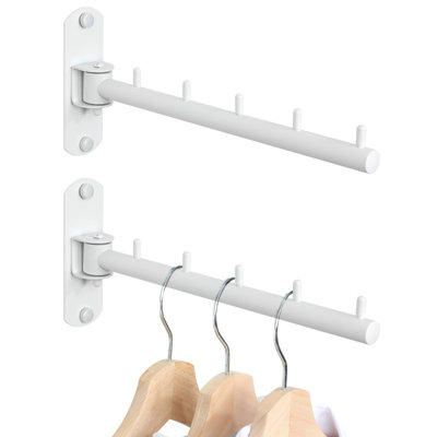 Swing Clothes Hanger Rack, Garment Racks Folding Clothes Bar Wall Mounted, 180°Rotation Laundry Drying Rack 304 Stainless Steel Space Saving , 9.45" L