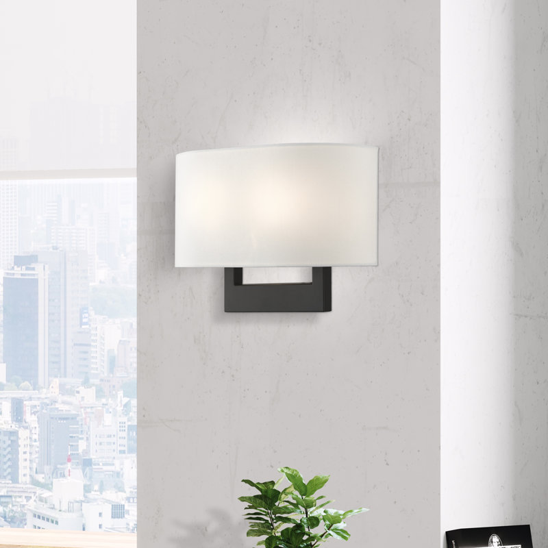Applique murale en acier Rakhee, Blanc, H 9 po x l 13 po x P 3,95 po, Noir