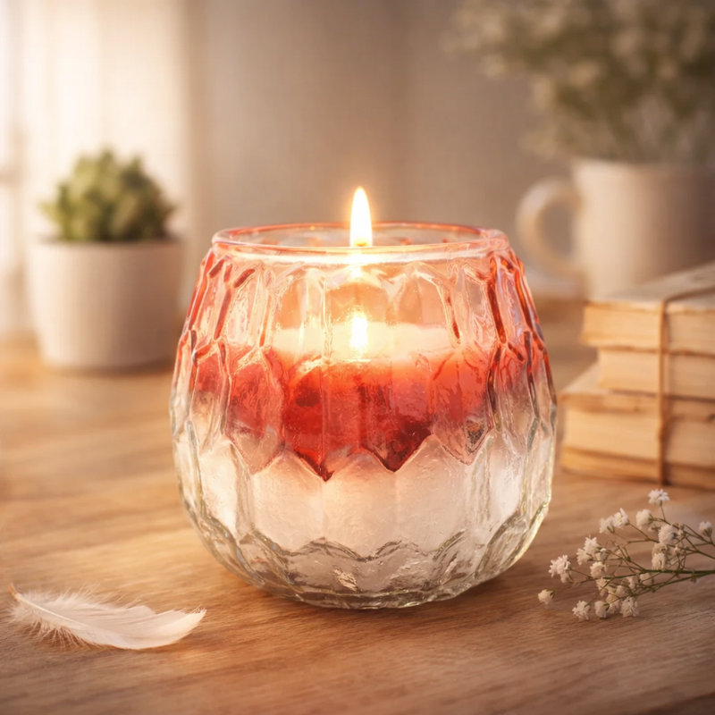 Glass Hurricane | Glass Votive | 4" | Home Decor | Candle Holder, 4" H x 4" W x 4" D, Almond