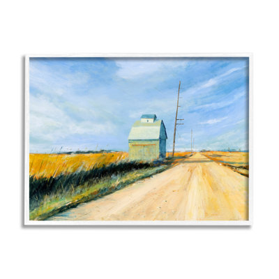 «Wheat Field Building» par Old Country Road Landscape par Michael Paraskevas - peinture sur toile tendue