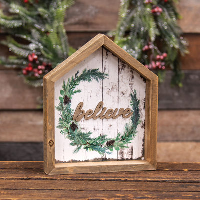 Enseigne lumineuse Believe Christmas Wreath House