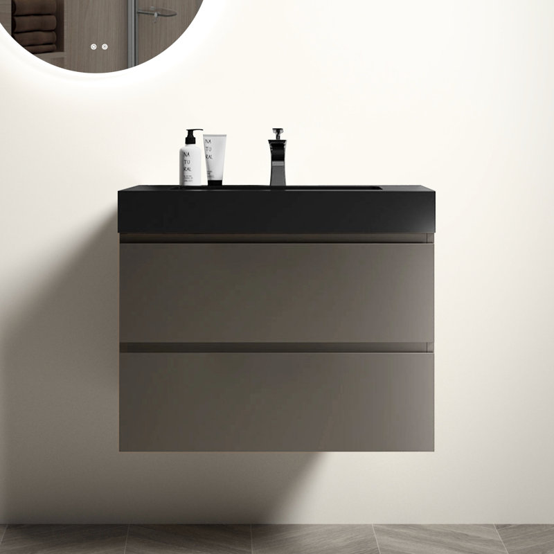 Modern 30" Gray Bathroom Cabinet - Max Storage Space, Silent Smooth Unit Contemporary, Spacious Storage,, Gray, Black
