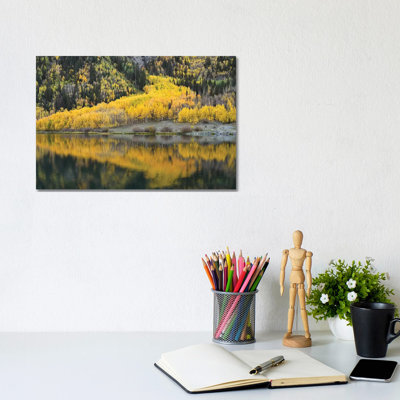Aspen Reflections In Crystal Lake by Brian Wolf - Wrapped Canvas Print