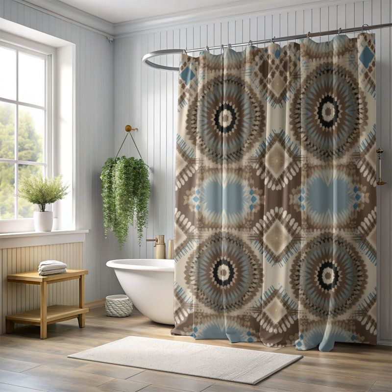 Boho Swirls - Rideau de douche Premium, H 74 po x l 71 po
