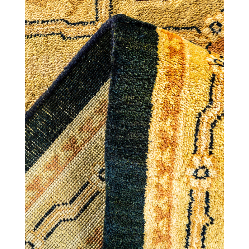Tapis unique noué à la main beige / noir Tylène Eclectic