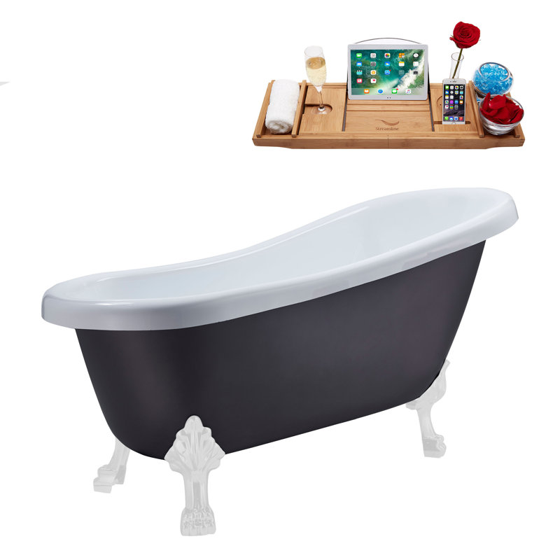 61'' x 27.6'' Freestanding Soaking Acrylic Bathtub, Polished Gold, Brushed Gold