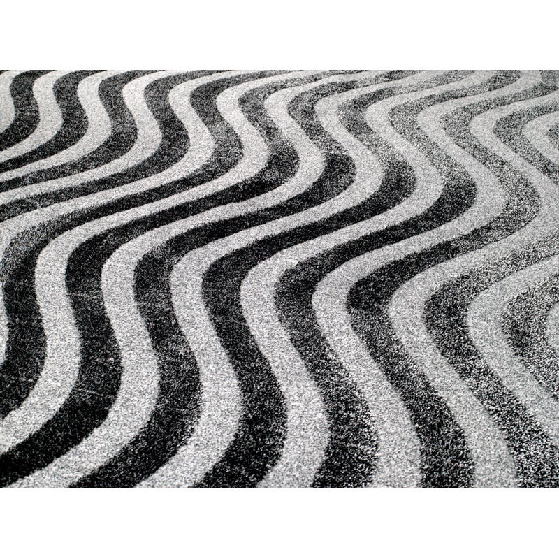 Tapis décoratif à chevron gris foncé intérieur/extérieur Castillo, Rectangle 5 pi x 7 pi