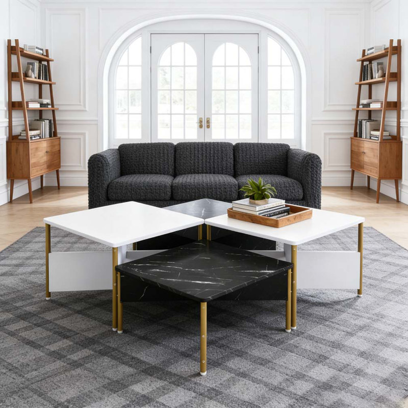 Ensemble de tables basses Modern Nesting, Noir, blanc