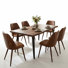 Ensemble de salle à manger 7 pièces à bords en bois 7 pièces avec chaises rembourrées 63 "