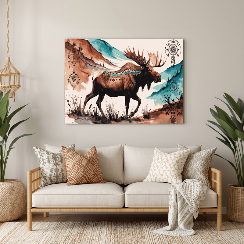 «Southwestern Animals Moose 39», art mural en métal blanc, H 240 po x l 360 po x P 0,05 po