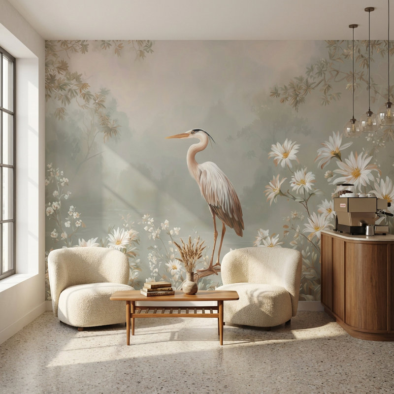 Papier peint Heron, 140 po x 108 po, Peler et coller
