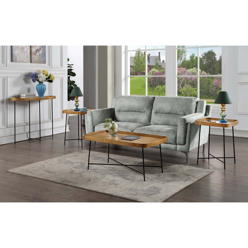 Korey 27" 3 Triangle Wedge End Table, Oak Driftwood, Black