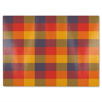 Check Pattern Glass Chopping Board