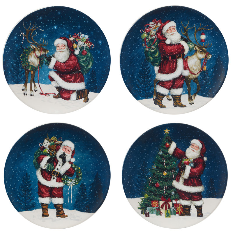 Santa's Secret Set of 4 Dinner Plate 11" asst