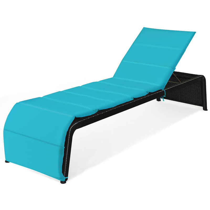 Chaise longue simple inclinable avec coussins 85 po Wallingford, Turquoise