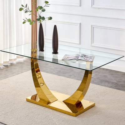 Plouffe Glass Top Metal Base Dining Table