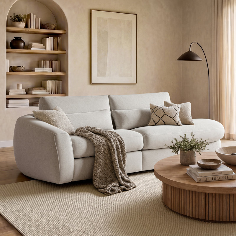Canapé modulaire de 106 po avec design ergonomique et coussins moelleux en mélange de plumes