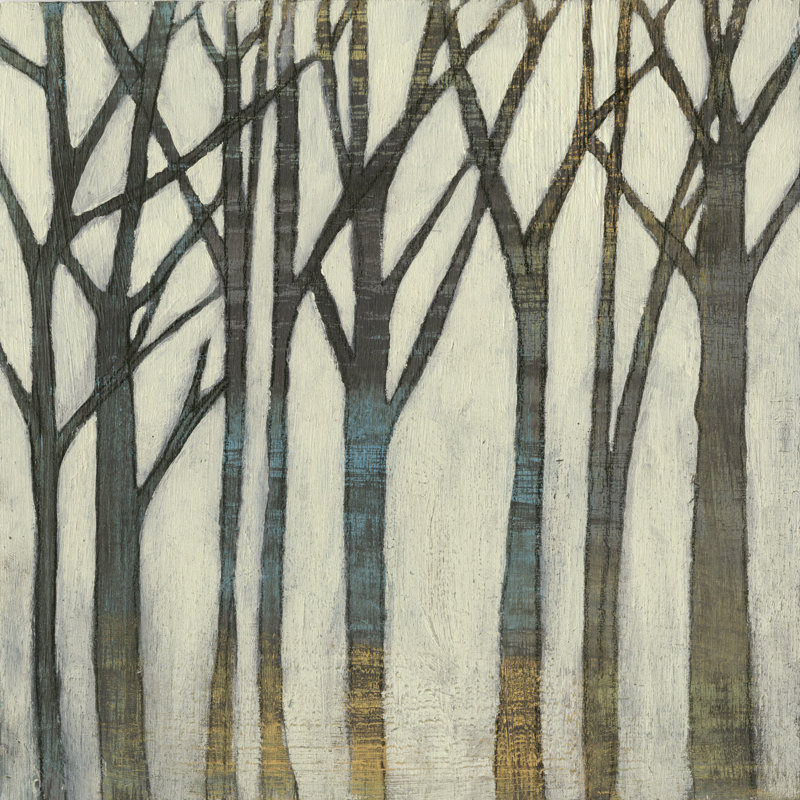 «Birch Line I», peinture sur toile, H 12 po x l 12 po x P 1,25 po, Toile tendue