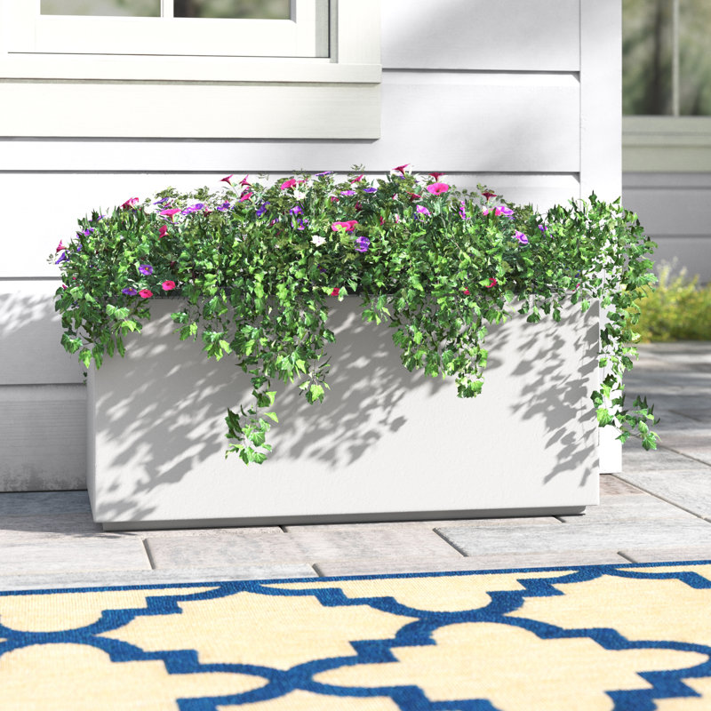 Grand pot à fleurs extérieur léger 36 po x 16 po x 16 po Gita, Blanc