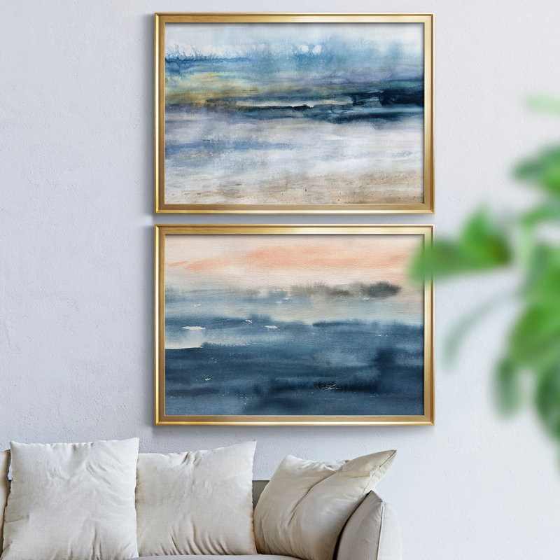" Wind And Water " 2 - Pieces, Gold, 18.5" H x 24.5" W x 1" D, No Mat
