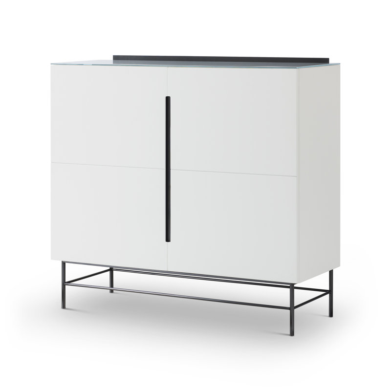 Nicholls Sideboard, Matt White/Dark Chrome