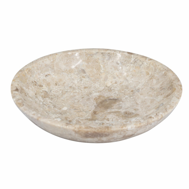 Bol décoratif en marbre rond 6 x 6 x 1,5 po, crème