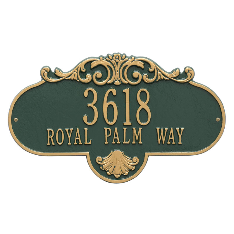 Rochelle 2-Line Wall Address Plaque, Green and Gold, Yes