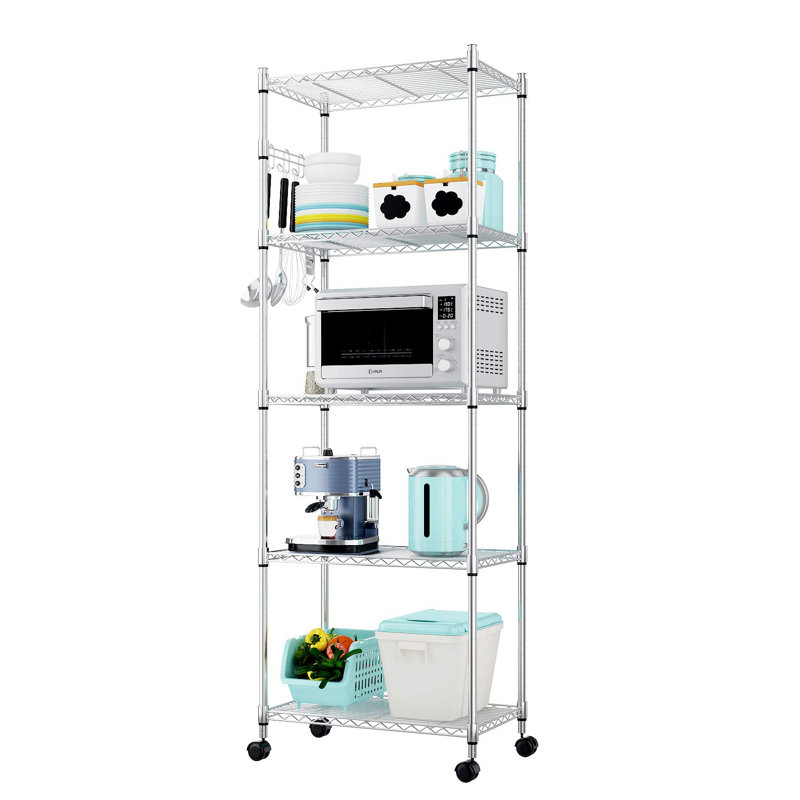 Aires 61cm W Powder Coated Steel Shelving Unit, Silver