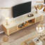 70" Tv Stand For Tvs Up To 80" With Sliding Doors & Led Light