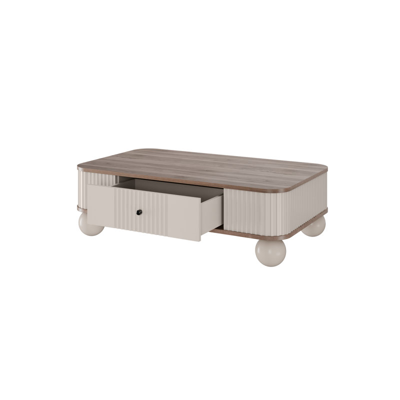 Dayzee Coffee Table with Storage, Nut/Black Top/Cashmere Base