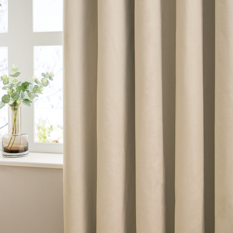 The Ultimate Velvet Blackout Curtain Panel Pair, Beige, 168cm Width x 229cm Drop